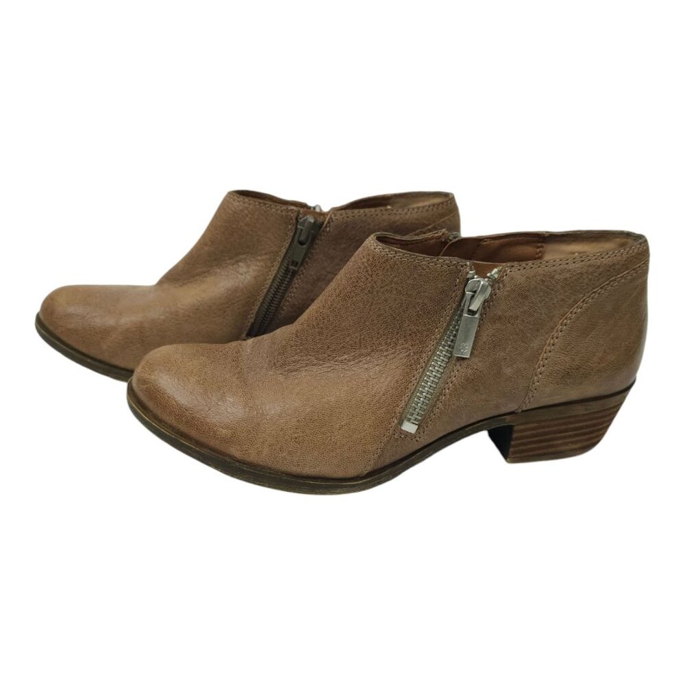 Lucky Brand Banda Ankle Boots Womens Size 6 M Double Side Zip Booties Shoes